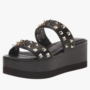 Madden Girl Gold Studded Rivet Platform Sandals black 8